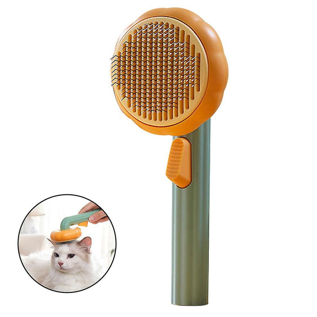 Purrfectly Groomed: Self-Cleaning Shedding Pumpkin Comb/Brush for Cats and Dogs